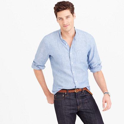 J.Crew Band-collar shirt in d&eacute;lav&eacute; Irish linen