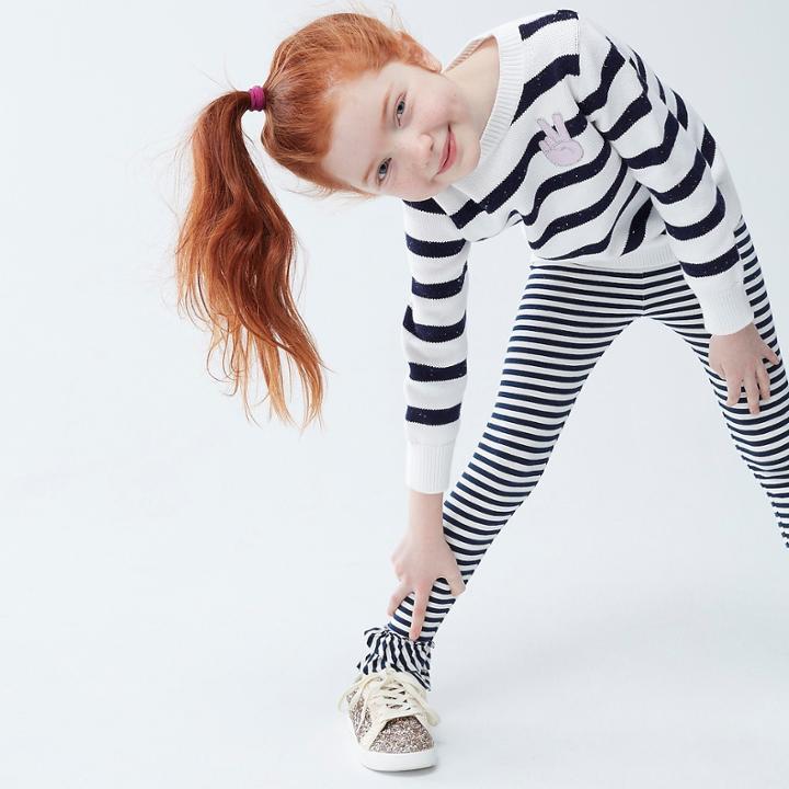 J.Crew Girls' striped everyday leggings with ruffles