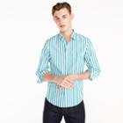 J.Crew Stretch Secret Wash shirt in turquoise stripe