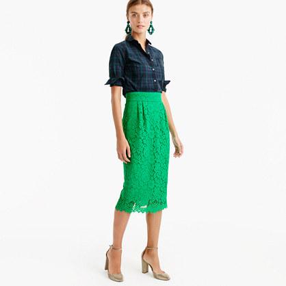 J.Crew Petite pintucked pencil skirt in lace