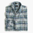 J.Crew Slim end-on-end Irish cotton-linen shirt in fern plaid