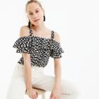 J.Crew Collection silk cold-shoulder top in Ratti&reg; polka dot