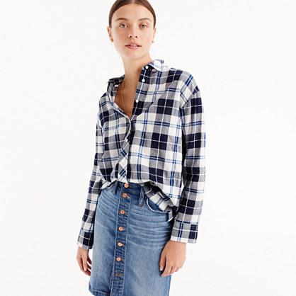 J.Crew Step hem button-down in navy plaid