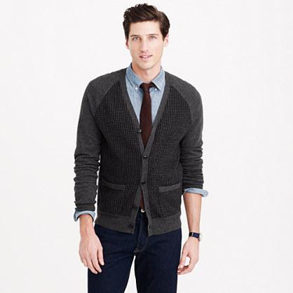 J.Crew Merino wool V-neck gingham cardigan sweater
