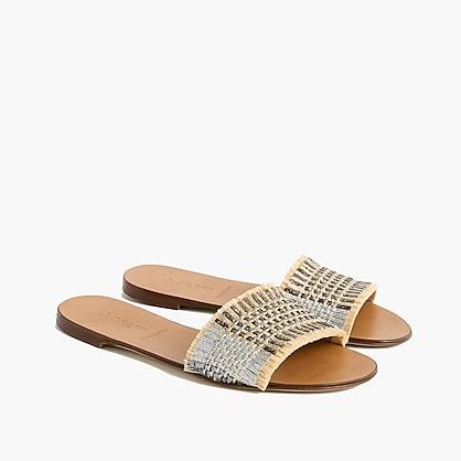 J.Crew Slide sandals in metallic raffia