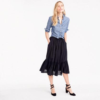 J.Crew Tall clip-dot tiered skirt