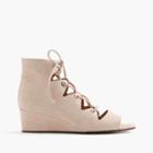 J.Crew Laila lace-up wedges in suede