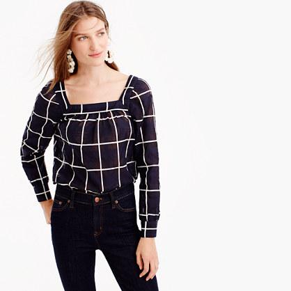J.Crew Penny windowpane top with cuffed sleeves