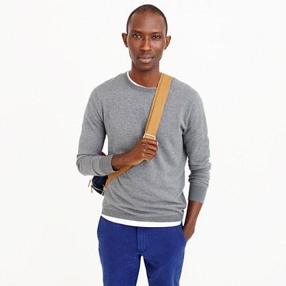 J.Crew Cotton-cashmere piqu&eacute; crewneck sweater in bird's-eye stitch