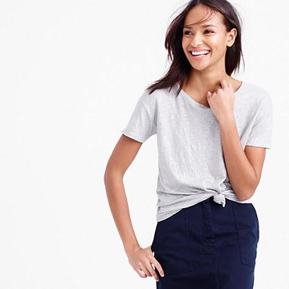 J.Crew Relaxed linen T-shirt in metallic