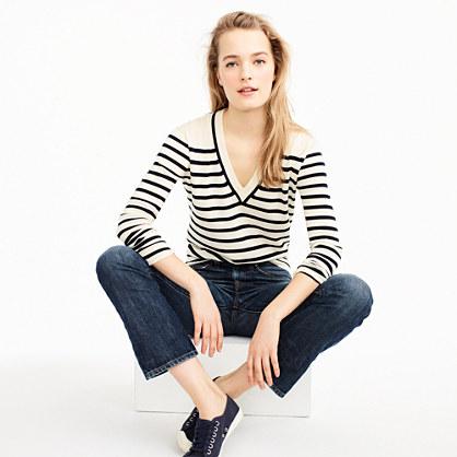J.Crew Striped V-neck sweater in summerweight cotton
