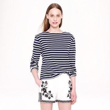 J.Crew Embroidered cotton gauze short