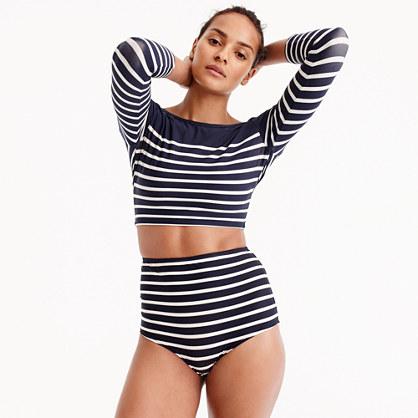 J.Crew Cropped rash guard in nautical stripe