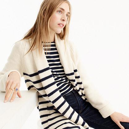 J.Crew Cedar long open cardi stripe
