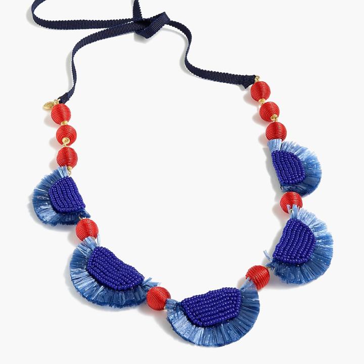 J.Crew Bead-and-raffia necklace