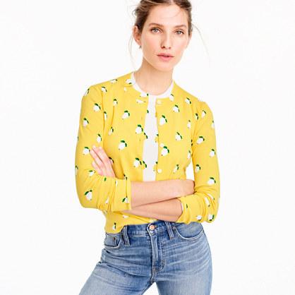J.Crew Cotton Jackie cardigan sweater in lemon print