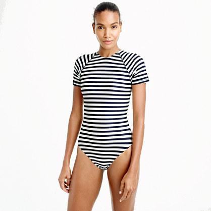 J.Crew Open-back short-sleeve swimsuit in classic stripe