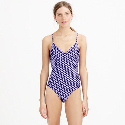 J.Crew Graphic dot V-neck tie one-piece swimsuit