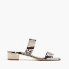 J.Crew Double-strap mules in snakeskin-printed leather