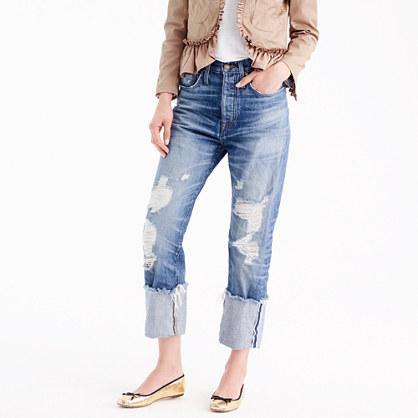 J.Crew Point Sur distressed selvedge jean with long cuff