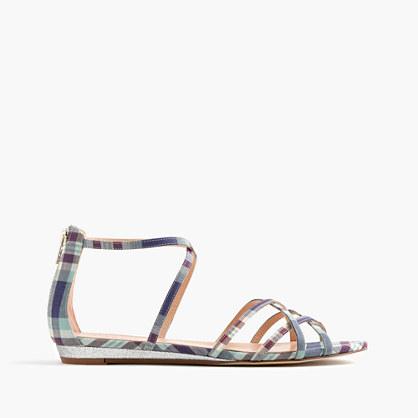 J.Crew Cary mini-wedge sandals in plaid