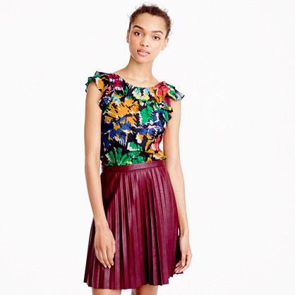 J.Crew Petite ruffle top in colorful brushstroke print