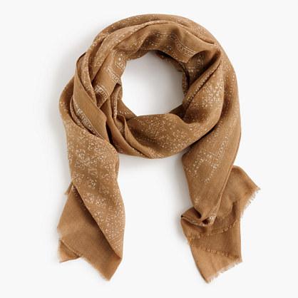 J.Crew Lightweight printed wool-silk scarf