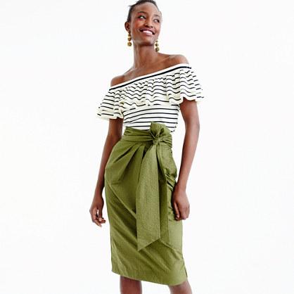 J.Crew Tie-waist skirt in dyed seersucker