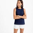 J.Crew Petite scalloped top with grommets
