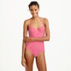 J.Crew D-cup underwire halter one-piece swimsuit in gingham seersucker