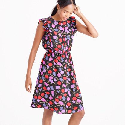 J.Crew Flutter-sleeve dress inpainted pansy