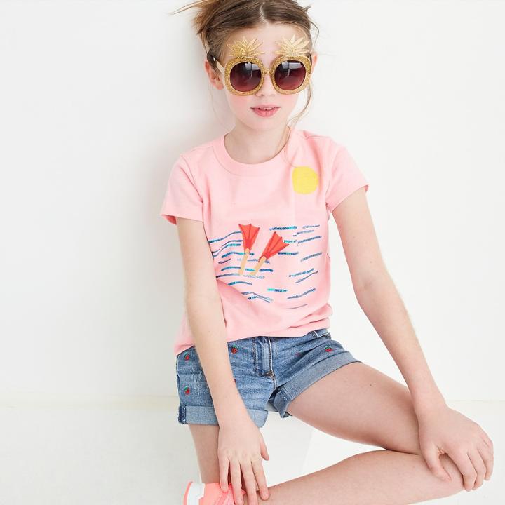 J.Crew Girls' Madewell X crewcuts strawberry embroidered jean short