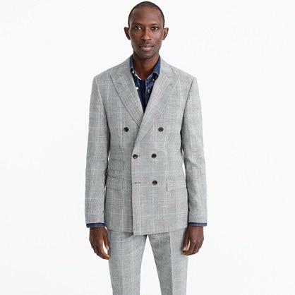 J.Crew Ludlow one-and-a-half-breasted suit jacket in Italian glen plaid wool-linen
