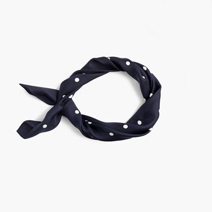 J.Crew Italian silk square scarf in navy polka dot