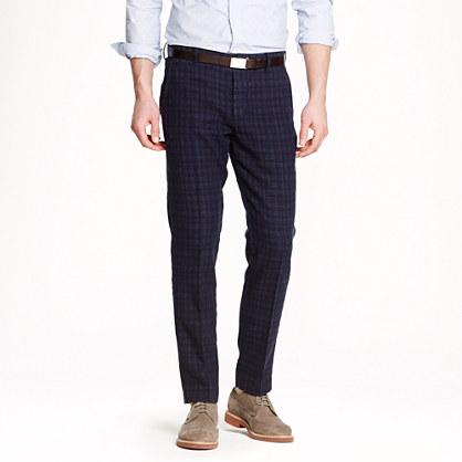 J.Crew Wallace & Barnes slim worker suit pant in tartan cotton-linen