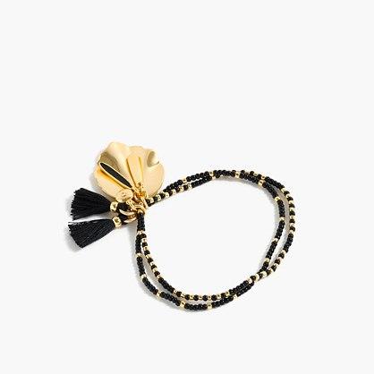 J.Crew Beaded shell and tassel bracelet