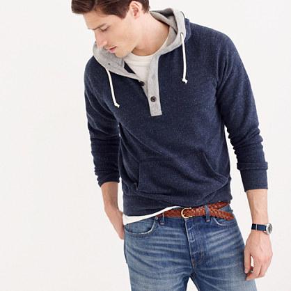 J.Crew Brushed fleece henley hoodie