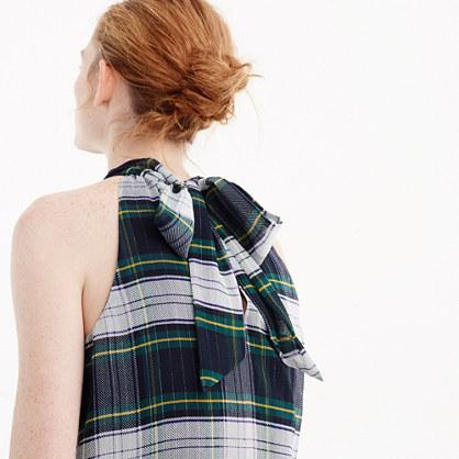 J.Crew Tie-neck top in stewart plaid