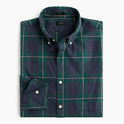J.Crew Slim Secret Wash shirt in heather dark green plaid