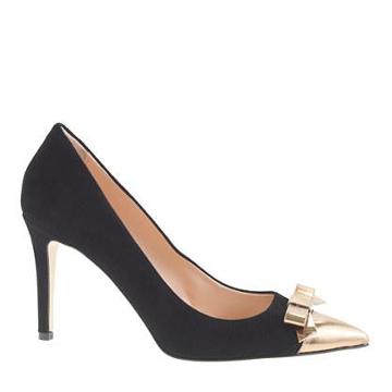 J.Crew Everly cap toe pumps with patent bow