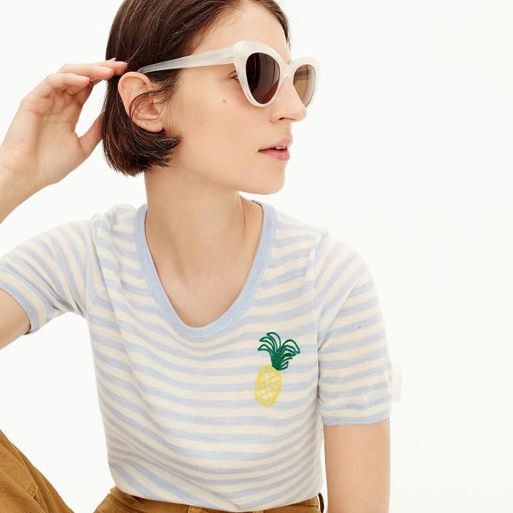 J.Crew Tippi short-sleeve sweater in pineapple stripe
