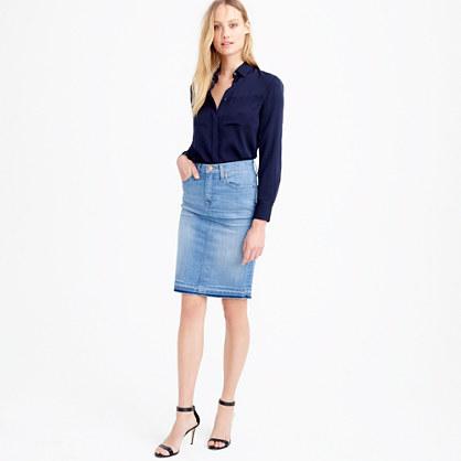 J.Crew Frayed denim pencil skirt