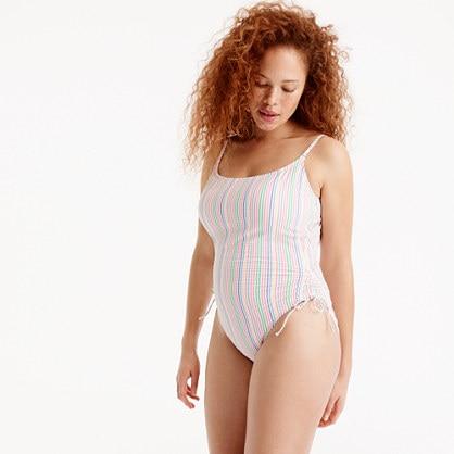 J.Crew Ruched side one-piece swimsuit in rainbow seersucker