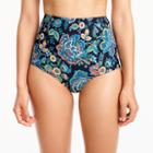 J.Crew High-waisted bikini bottom in floral paisley print