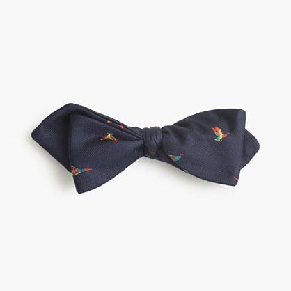 J.Crew English silk bow tie with embroidered birds