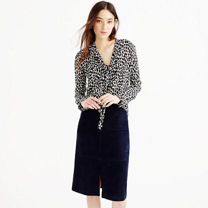J.Crew Collection secretary bow blouse in dalmatian print