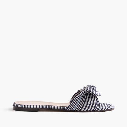 J.Crew Gingham knotted fabric slides