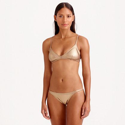 J.Crew Metallic gold french bikini top