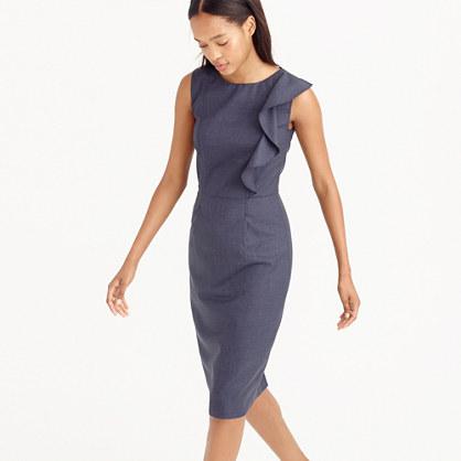 J.Crew Ruffle-front sheath dress in Super 120s wool