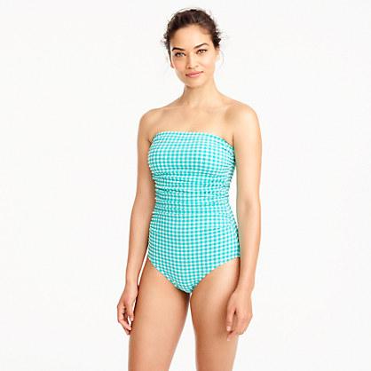 J.Crew Gingham ruched bandeau tank